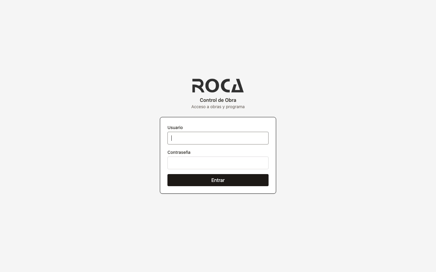 Acceso al sistema Control de Obra de ROCA